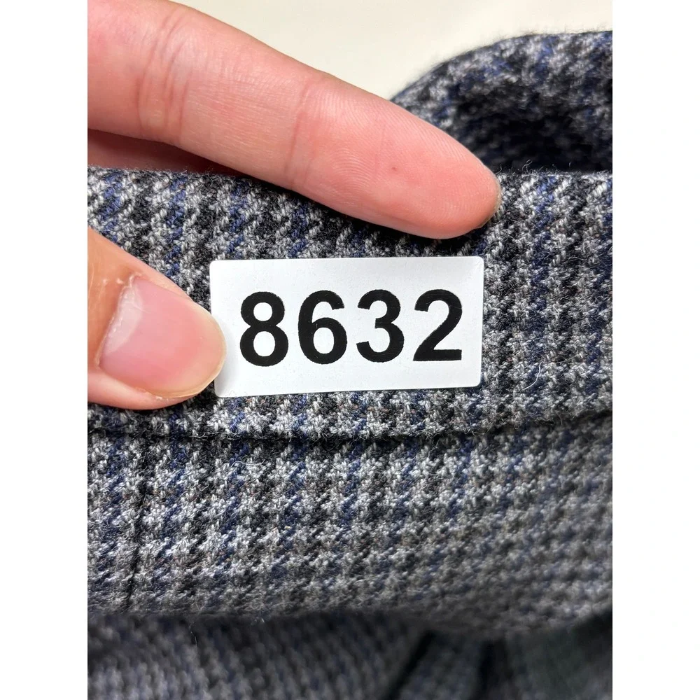 Lauren Ralph Lauren Mens 48R 100% Wool Houndstooth Sport Coat Blazer Blue Grey